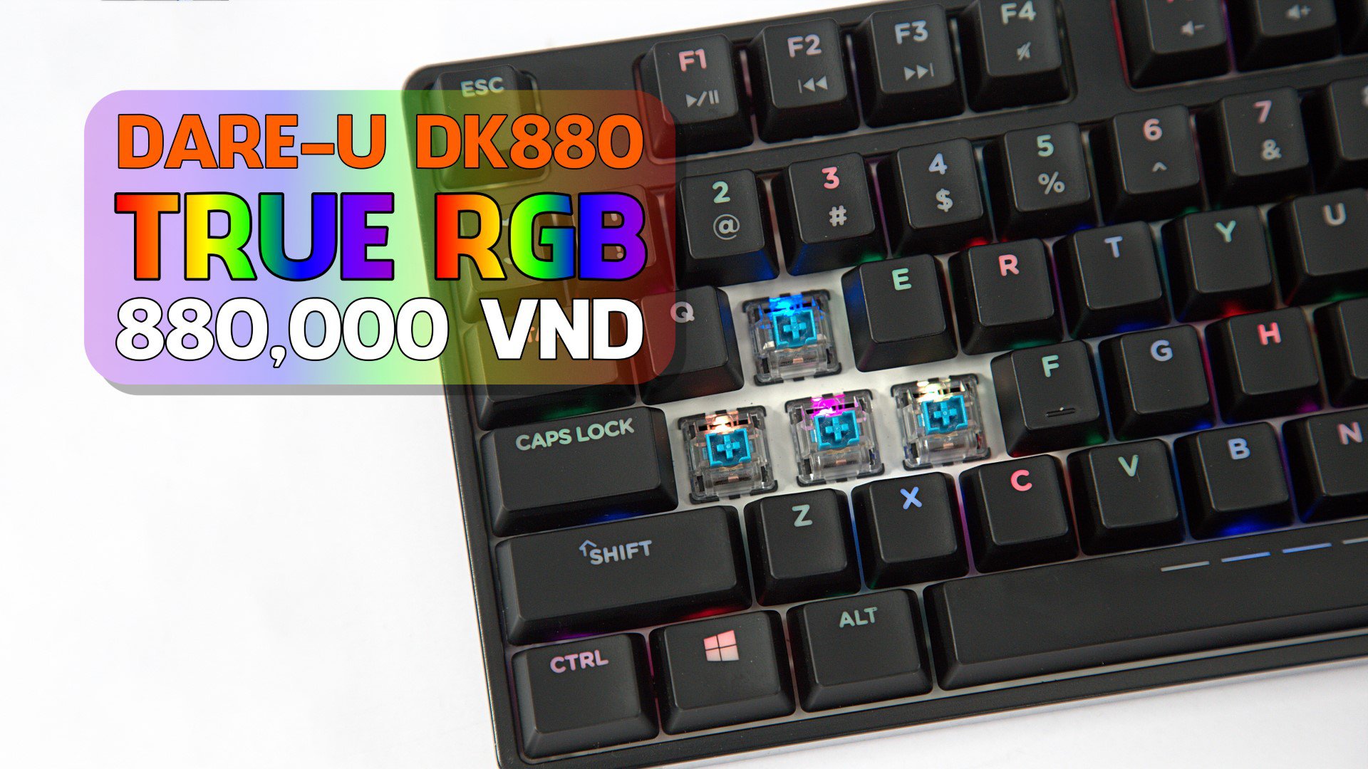 Bàn phím cơ Dareu DK880 RGB Mechanical Red D Switch Black 1